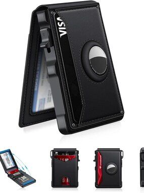 Smart RFID Blocking Minimalist Wallet for AirTag - Men's Slim Wallet Design